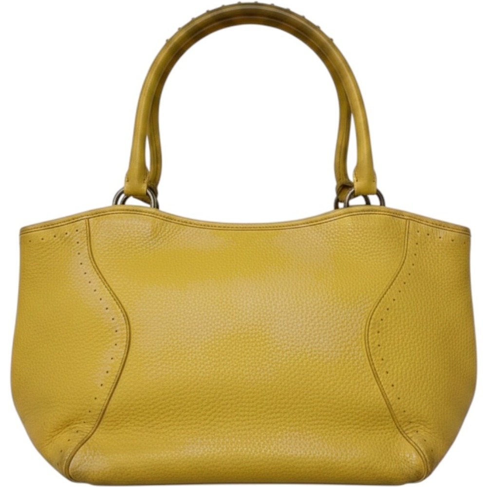 Coldwater Creek Yellow‎ Pebbled Leather Shoulder Bag Tote Silver Hardware